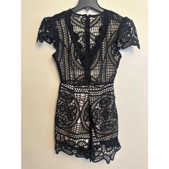 Luxxel Black Crochet Lace Romper S - Picture 3 of 4